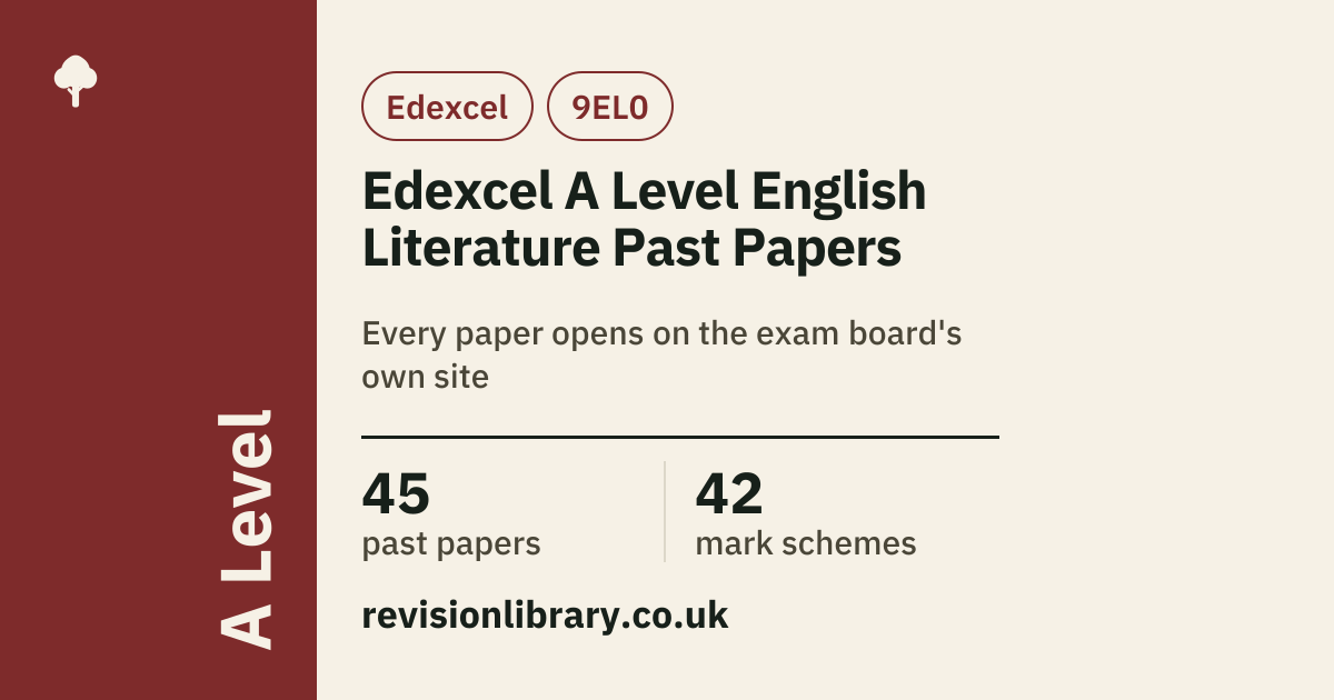 Edexcel A Level English Literature Past Papers and Mark Schemes