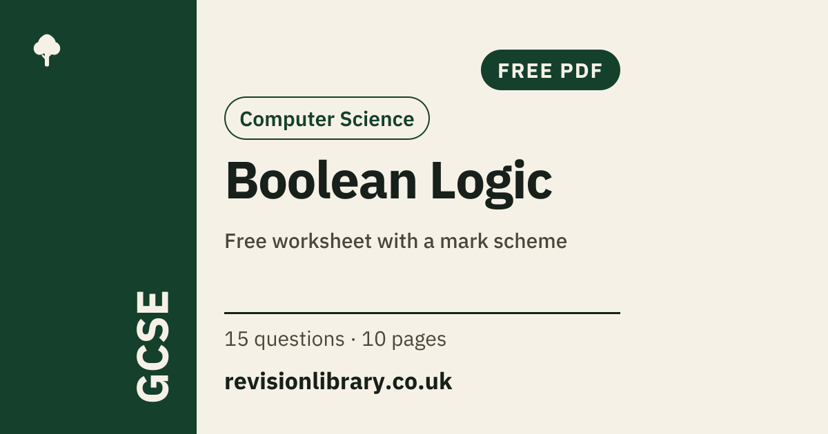 Boolean Logic Worksheet with Answers - Free GCSE Computer Science PDF